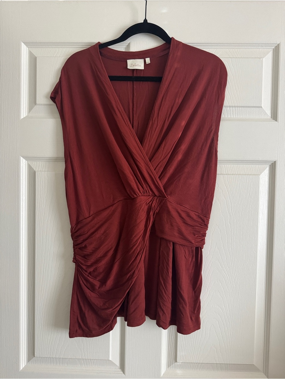 Anthropologie | Deletta Faux Wrap Blouse | Brick Red | XL
